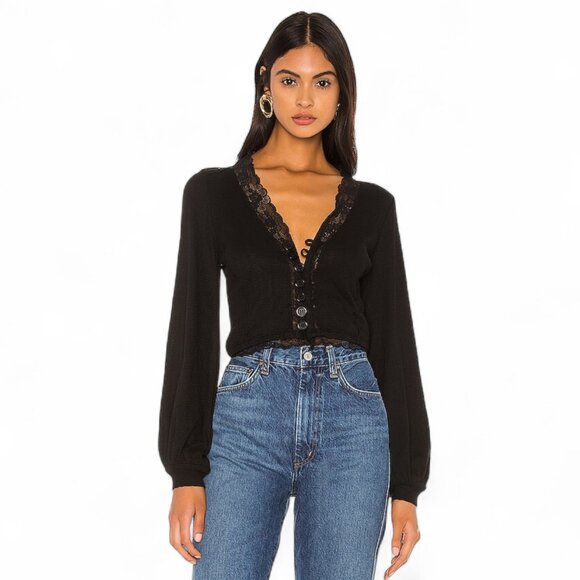 Free People Long Sleeve Run With Me Cardi Cardigan Black Size Large - Picture 1 of 7